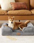 High Quality Breathable Orthopedic Grey Chenille Cooling Pet Mat Memory Foam Dog Bed Wholesale Rectangle Bulk Bed