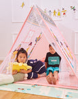 Portable Children's Teepee Tents Kids Play House Wigwam Totem Pole Net Yarn Tassel Curtain Anti-mosquito Game House Game Tent