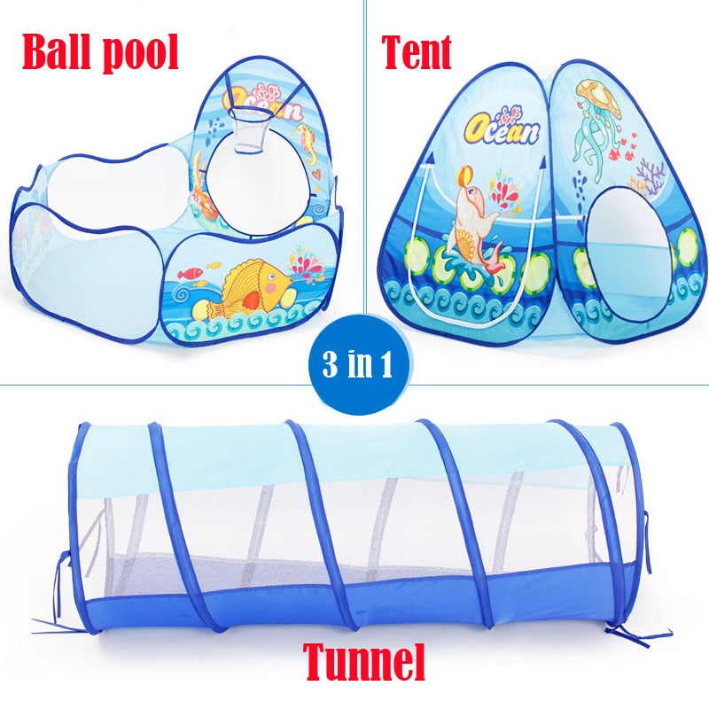 play tent and tunnel Portable 3 In1 Baby Tent Kid Crawling Tunnel Play Tent House Ball Pit –  Bokun trade