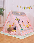 Portable Children's Teepee Tents Kids Play House Wigwam Totem Pole Net Yarn Tassel Curtain Anti-mosquito Game House Game Tent