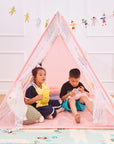 Portable Children's Teepee Tents Kids Play House Wigwam Totem Pole Net Yarn Tassel Curtain Anti-mosquito Game House Game Tent
