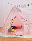 Portable Children's Teepee Tents Kids Play House Wigwam Totem Pole Net Yarn Tassel Curtain Anti-mosquito Game House Game Tent