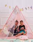 Portable Children's Teepee Tents Kids Play House Wigwam Totem Pole Net Yarn Tassel Curtain Anti-mosquito Game House Game Tent